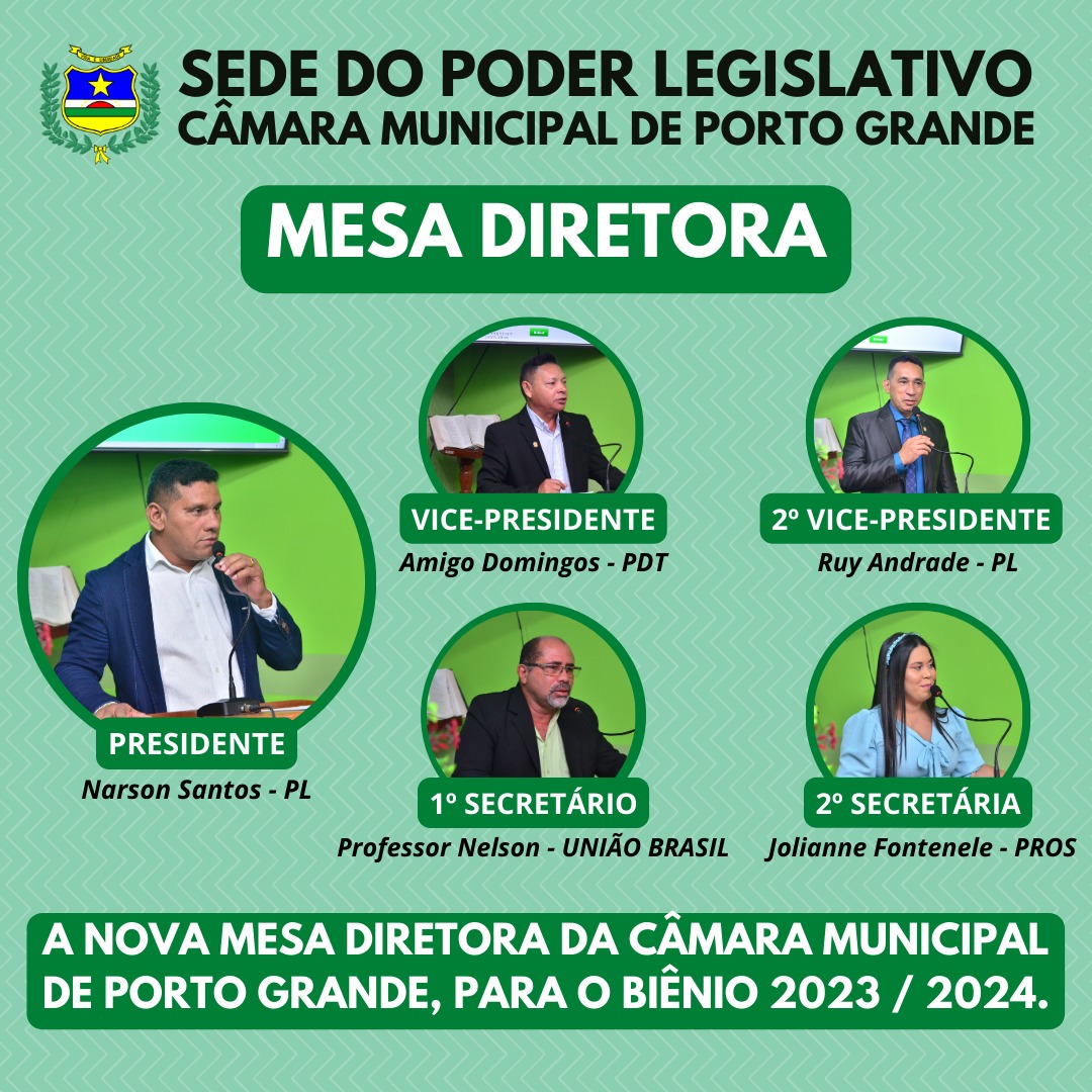 Nova Mesa Diretora da Câmara Municipal de Porto Grande é Eleita por Aclamação